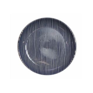 piatto tondo bianco blu striped