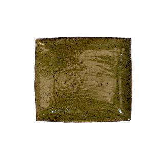 piatto rettangolare in ceramica color bronzo